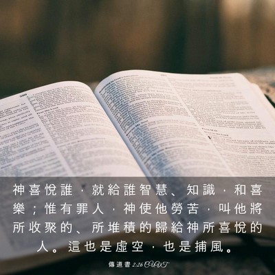 Picture 03 - 傳 道 書 2:26 CUVT - 神 喜 悅 誰 ， 就 給 誰 智 慧 、 知 - Bible Verse Picture