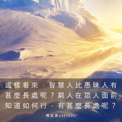 Picture 03 - 傳 道 書 6:8 CUVT - 這 樣 看 來 ， 智 慧 人 比 愚 昧 人 - Bible Verse Picture