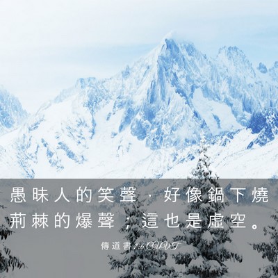Picture 03 - 傳 道 書 7:6 CUVT - 愚 昧 人 的 笑 聲 ， 好 像 鍋 下 燒 - Bible Verse Picture