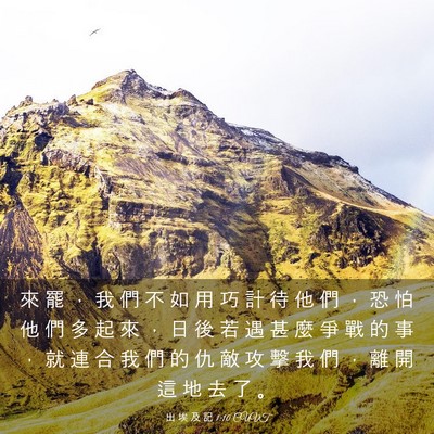 Picture 03 - 出 埃 及 記 1:10 CUVT - 來 罷 ， 我 們 不 如 用 巧 計 待 他 - Bible Verse Picture