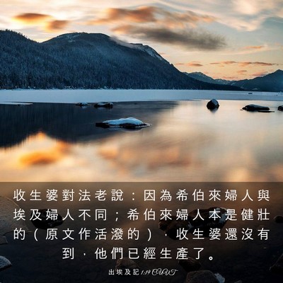 Picture 03 - 出 埃 及 記 1:19 CUVT - 收 生 婆 對 法 老 說 ： 因 為 希 伯 - Bible Verse Picture