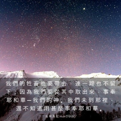 Picture 03 - 出 埃 及 記 10:26 CUVT - 我 們 的 牲 畜 也 要 帶 去 ， 連 一 - Bible Verse Picture