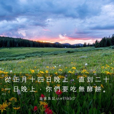 Picture 03 - 出 埃 及 記 12:18 CUVT - 從 正 月 十 四 日 晚 上 ， 直 到 二 - Bible Verse Picture