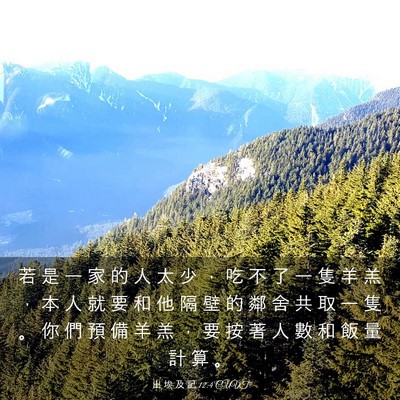 Picture 03 - 出 埃 及 記 12:4 CUVT - 若 是 一 家 的 人 太 少 ， 吃 不 了 - Bible Verse Picture