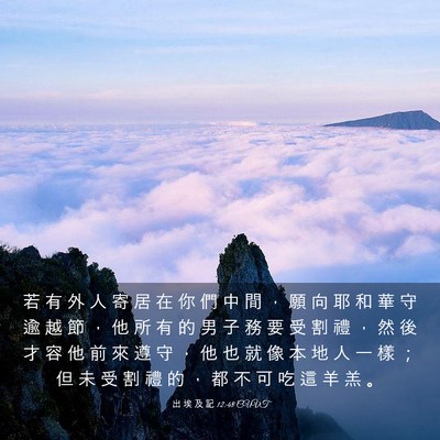 Picture 03 - 出 埃 及 記 12:48 CUVT - 若 有 外 人 寄 居 在 你 們 中 間 ， - Bible Verse Picture