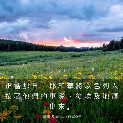 Picture 03 - 出 埃 及 記 12:51 CUVT - 正 當 那 日 ， 耶 和 華 將 以 色 列 - Bible Verse Picture