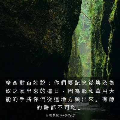 Picture 03 - 出 埃 及 記 13:3 CUVT - 摩 西 對 百 姓 說 ： 你 們 要 記 念 - Bible Verse Picture