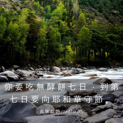 Picture 03 - 出 埃 及 記 13:6 CUVT - 你 要 吃 無 酵 餅 七 日 ， 到 第 七 - Bible Verse Picture