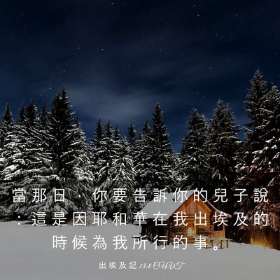 Picture 03 - 出 埃 及 記 13:8 CUVT - 當 那 日 ， 你 要 告 訴 你 的 兒 子 - Bible Verse Picture