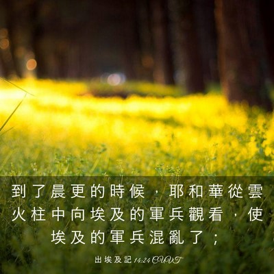 Picture 03 - 出 埃 及 記 14:24 CUVT - 到 了 晨 更 的 時 候 ， 耶 和 華 從 - Bible Verse Picture