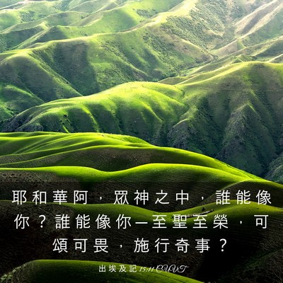Picture 03 - 出 埃 及 記 15:11 CUVT - 耶 和 華 阿 ， 眾 神 之 中 ， 誰 能 - Bible Verse Picture