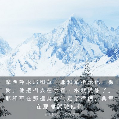 Picture 03 - 出 埃 及 記 15:25 CUVT - 摩 西 呼 求 耶 和 華 ， 耶 和 華 指 - Bible Verse Picture