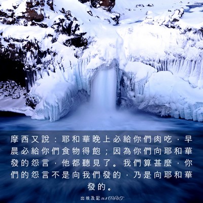 Picture 03 - 出 埃 及 記 16:8 CUVT - 摩 西 又 說 ： 耶 和 華 晚 上 必 給 - Bible Verse Picture