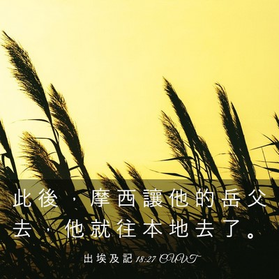 Picture 03 - 出 埃 及 記 18:27 CUVT - 此 後 ， 摩 西 讓 他 的 岳 父 去 ， - Bible Verse Picture