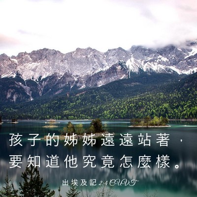 Picture 03 - 出 埃 及 記 2:4 CUVT - 孩 子 的 姊 姊 遠 遠 站 著 ， 要 知 - Bible Verse Picture