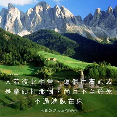 Picture 03 - 出 埃 及 記 21:18 CUVT - 人 若 彼 此 相 爭 ， 這 個 用 石 頭 - Bible Verse Picture
