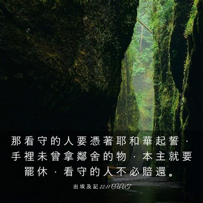 Picture 03 - 出 埃 及 記 22:11 CUVT - 那 看 守 的 人 要 憑 著 耶 和 華 起 - Bible Verse Picture