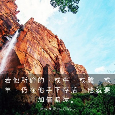 Picture 03 - 出 埃 及 記 22:4 CUVT - 若 他 所 偷 的 ， 或 牛 ， 或 驢 ， - Bible Verse Picture