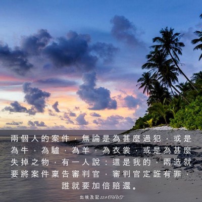 Picture 03 - 出 埃 及 記 22:9 CUVT - 兩 個 人 的 案 件 ， 無 論 是 為 甚 - Bible Verse Picture