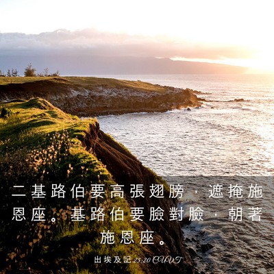 Picture 03 - 出 埃 及 記 25:20 CUVT - 二 基 路 伯 要 高 張 翅 膀 ， 遮 掩 - Bible Verse Picture