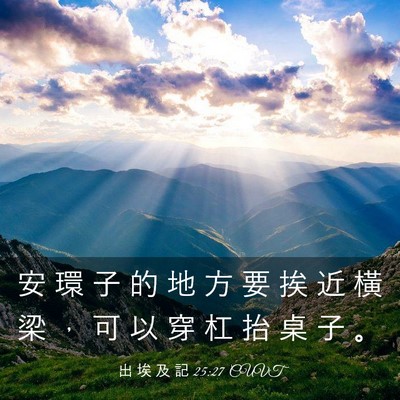 Picture 03 - 出 埃 及 記 25:27 CUVT - 安 環 子 的 地 方 要 挨 近 橫 梁 ， - Bible Verse Picture
