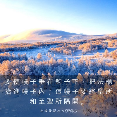 Picture 03 - 出 埃 及 記 26:33 CUVT - 要 使 幔 子 垂 在 鉤 子 下 ， 把 法 - Bible Verse Picture