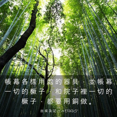 Picture 03 - 出 埃 及 記 27:19 CUVT - 帳 幕 各 樣 用 處 的 器 具 ， 並 帳 - Bible Verse Picture