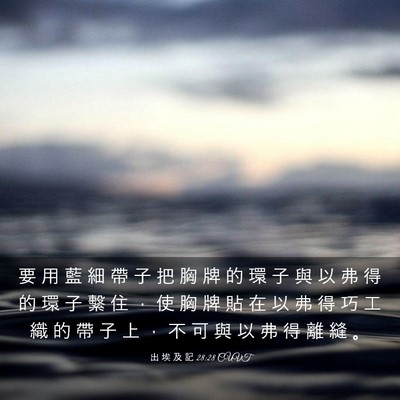 Picture 03 - 出 埃 及 記 28:28 CUVT - 要 用 藍 細 帶 子 把 胸 牌 的 環 子 - Bible Verse Picture