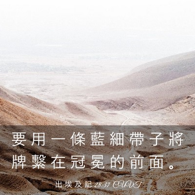 Picture 03 - 出 埃 及 記 28:37 CUVT - 要 用 一 條 藍 細 帶 子 將 牌 繫 在 - Bible Verse Picture