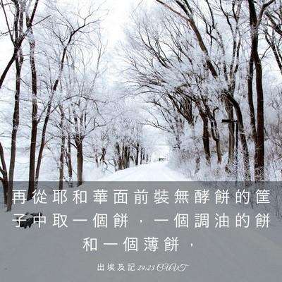 Picture 03 - 出 埃 及 記 29:23 CUVT - 再 從 耶 和 華 面 前 裝 無 酵 餅 的 - Bible Verse Picture