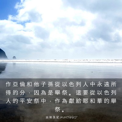 Picture 03 - 出 埃 及 記 29:28 CUVT - 作 亞 倫 和 他 子 孫 從 以 色 列 人 - Bible Verse Picture