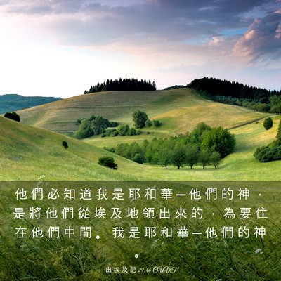 Picture 03 - 出 埃 及 記 29:46 CUVT - 他 們 必 知 道 我 是 耶 和 華 ─ 他 - Bible Verse Picture