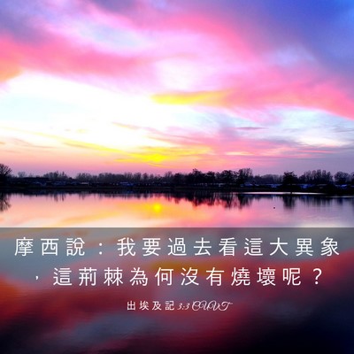Picture 03 - 出 埃 及 記 3:3 CUVT - 摩 西 說 ： 我 要 過 去 看 這 大 異 - Bible Verse Picture