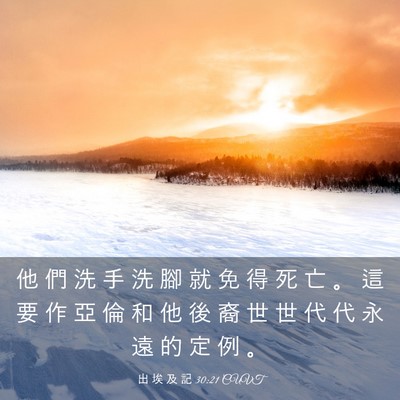Picture 03 - 出 埃 及 記 30:21 CUVT - 他 們 洗 手 洗 腳 就 免 得 死 亡 。 - Bible Verse Picture
