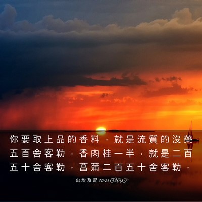 Picture 03 - 出 埃 及 記 30:23 CUVT - 你 要 取 上 品 的 香 料 ， 就 是 流 - Bible Verse Picture