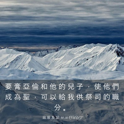 Picture 03 - 出 埃 及 記 30:30 CUVT - 要 膏 亞 倫 和 他 的 兒 子 ， 使 他 - Bible Verse Picture
