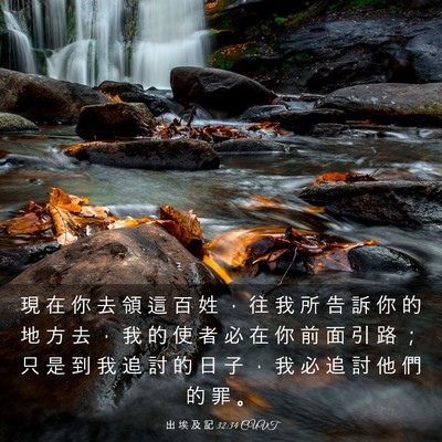 Picture 03 - 出 埃 及 記 32:34 CUVT - 現 在 你 去 領 這 百 姓 ， 往 我 所 - Bible Verse Picture
