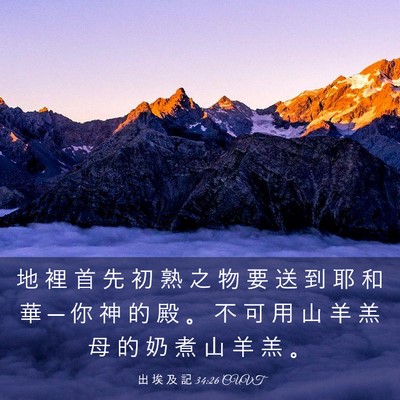 Picture 03 - 出 埃 及 記 34:26 CUVT - 地 裡 首 先 初 熟 之 物 要 送 到 耶 - Bible Verse Picture