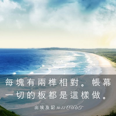 Picture 03 - 出 埃 及 記 36:22 CUVT - 每 塊 有 兩 榫 相 對 。 帳 幕 一 切 - Bible Verse Picture