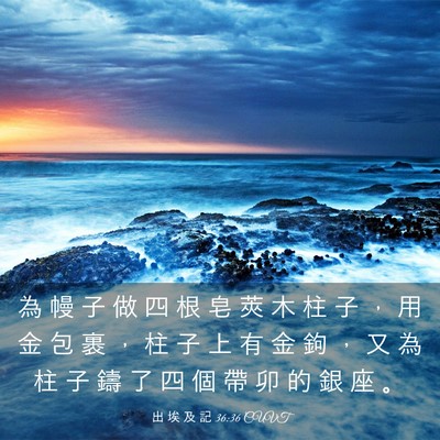 Picture 03 - 出 埃 及 記 36:36 CUVT - 為 幔 子 做 四 根 皂 莢 木 柱 子 ， - Bible Verse Picture