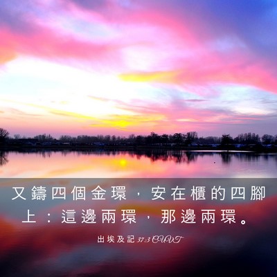 Picture 03 - 出 埃 及 記 37:3 CUVT - 又 鑄 四 個 金 環 ， 安 在 櫃 的 四 - Bible Verse Picture