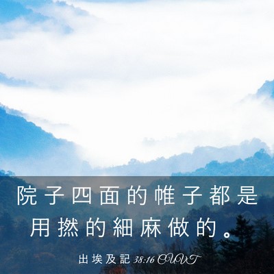 Picture 03 - 出 埃 及 記 38:16 CUVT - 院 子 四 面 的 帷 子 都 是 用 撚 的 - Bible Verse Picture