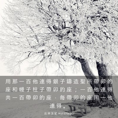 Picture 03 - 出 埃 及 記 38:27 CUVT - 用 那 一 百 他 連 得 銀 子 鑄 造 聖 - Bible Verse Picture