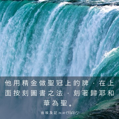 Picture 03 - 出 埃 及 記 39:30 CUVT - 他 用 精 金 做 聖 冠 上 的 牌 ， 在 - Bible Verse Picture