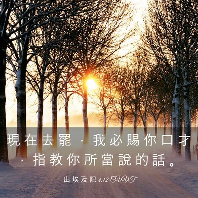Picture 03 - 出 埃 及 記 4:12 CUVT - 現 在 去 罷 ， 我 必 賜 你 口 才 ， - Bible Verse Picture
