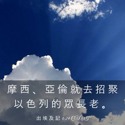 Picture 03 - 出 埃 及 記 4:29 CUVT - 摩 西 、 亞 倫 就 去 招 聚 以 色 列 - Bible Verse Picture