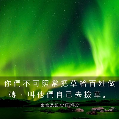 Picture 03 - 出 埃 及 記 5:7 CUVT - 你 們 不 可 照 常 把 草 給 百 姓 做 - Bible Verse Picture