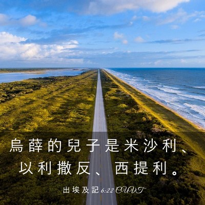 Picture 03 - 出 埃 及 記 6:22 CUVT - 烏 薛 的 兒 子 是 米 沙 利 、 以 利 - Bible Verse Picture