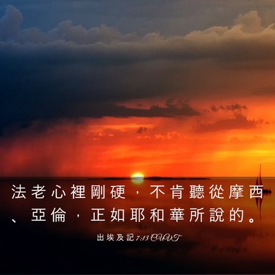 Picture 03 - 出 埃 及 記 7:13 CUVT - 法 老 心 裡 剛 硬 ， 不 肯 聽 從 摩 - Bible Verse Picture