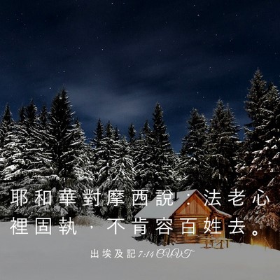 Picture 03 - 出 埃 及 記 7:14 CUVT - 耶 和 華 對 摩 西 說 ： 法 老 心 裡 - Bible Verse Picture